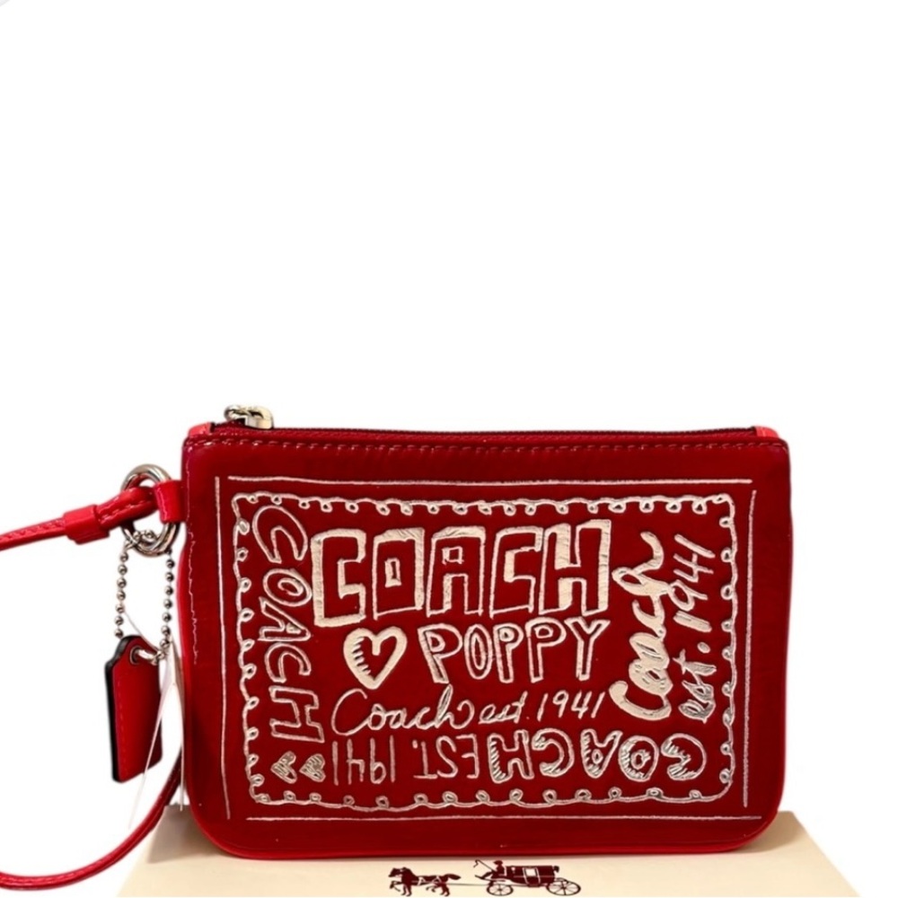 Coach Poppy Embossed Graffiti Red Limited Edition Wristlet